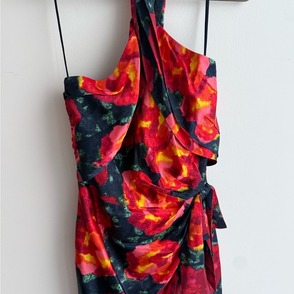 Cinq à Sept Red and Blue Floral Mini Dress - Picture 3 of 3